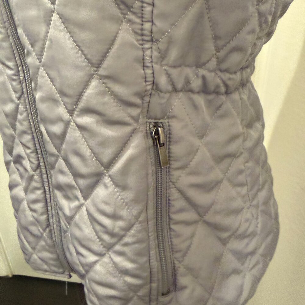 Relativity Full Zip Silver Puffer Vest Sz S Fall Winter - Picture 3 of 6